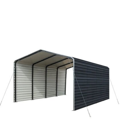 12’ x 20’ Metal Shed Carport with 8’ Enclosed Sidewalls, TMG-MSC1220F