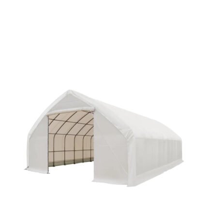 30' x 50' Straight Wall Peak Ceiling Storage Shelter with Heavy Duty 17 oz PVC Cover & Drive Through Doors, TMG-ST3050V